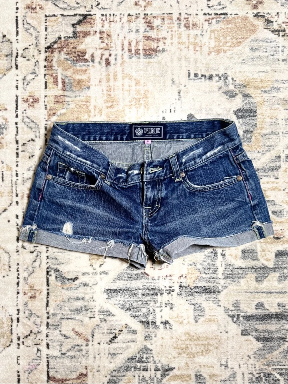 Pink VS Rolled Cuff Denim Shorts - Picture 3 of 5